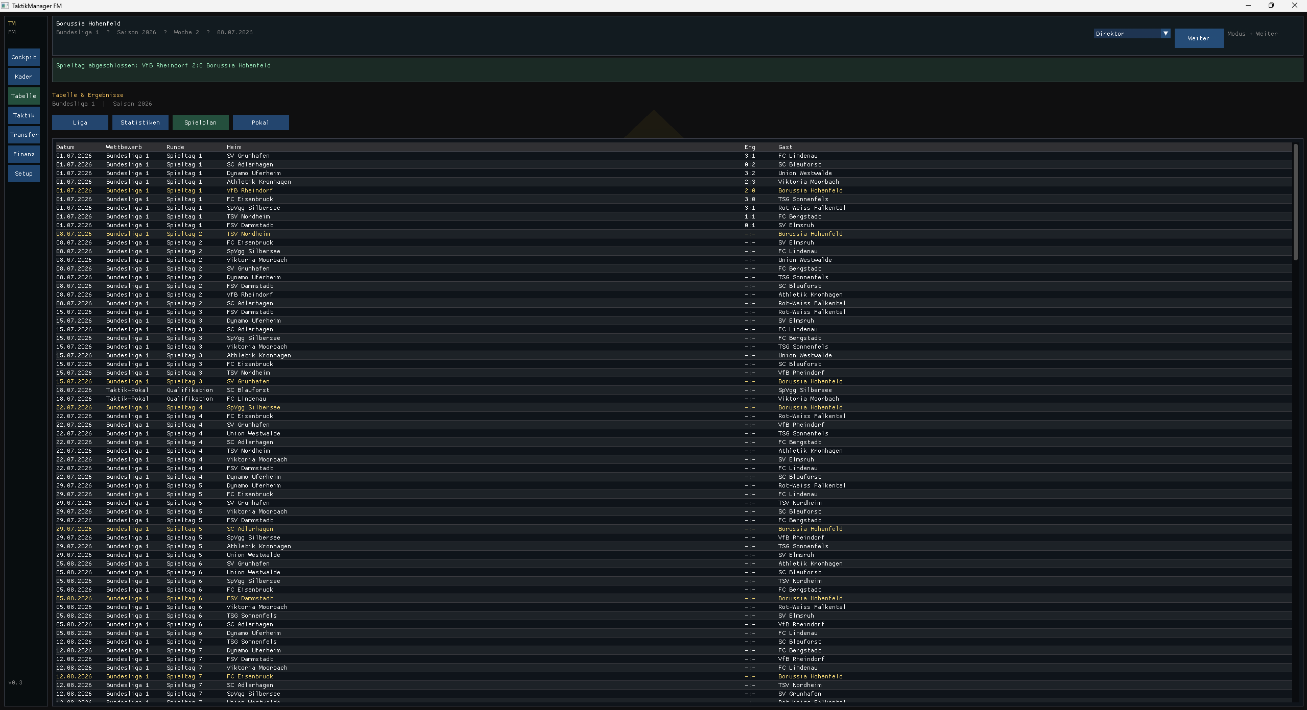 Spielplan & Ergebnisse